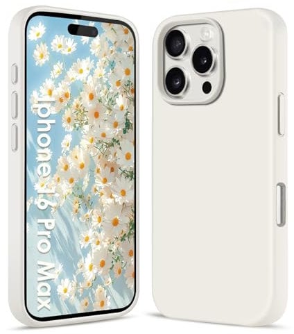 Filoto Liquid Silicone Case for iPhone 16 Pro Max (6.9 inch) - Ultra Thin Full Body Protective Case, 4-Layer Shockproof Structure, Soft Scratch Resistant Microfiber Lining, Cream white