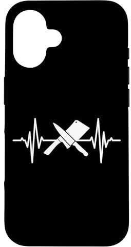 Carcasa para iPhone 16 Cuchilla de carnicero y cuchillo Pulse Line Omnivore Meat