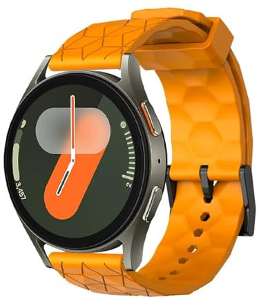 VMBVBHMDF Cinturino in silicone da 20 mm e 22 mm adatto for Samsung Galaxy Watch 7 5 6 4 Classic 44 e 40 mm adatto for Huawei GT 2 3 5 Pro 46 mm con motivo a pallone da calcio(Yellow,22mm)