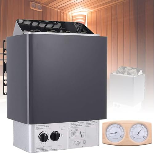3KW-9KW Poêle De Sauna, Poêle De Sauna À Vapeur Sèche, Poêles De Sauna Électriques 220V, Commandes Intégrées Et Thermo-hygromètre, pour Saunas, Spas, Hôtels Et Maisons(8.0KW)