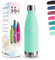 Botella Agua Acero Inoxidable, 500 ml Libre de BPA, Botella Termica, 18/8 Acero Inoxidable, Botellas Agua, Aislamiento al Vacío de Boble Pared, Cantimplora Acero Termica para Cámping - AzulVerde