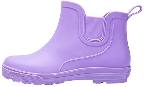 Generisch Scarpe da donna 43 stivaletti da pioggia da donna antiscivolo rimovibili con cotone interno stivali da pioggia outdoor gomma scarpe da acqua scarpe da donna nero lucido, Lilla, 41 EU