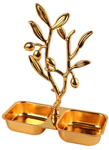 Gaxcent Schmuck Organizer Stand, Gold Edelstahl Baum Stand Mit Boden Tablett, Multifunktions-Schmuck Turm Display Rack Für Ohrringe Ringe,B
