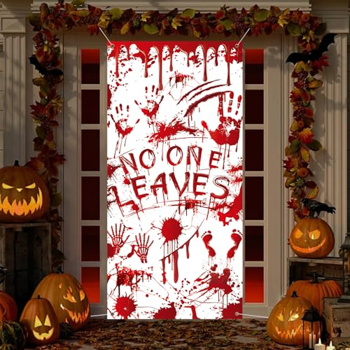 XINDY Halloween Türdeko Banner Gruselige Hallowee Deko Banner Blutige Türabdeckung für Halloween Party Deko Innen Outdoor Tür Haustür Fenster und Wand