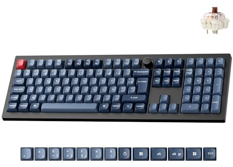 Keychron V6 Max Clavier Mécanique 100% AZERTY, 2.4 GHz/Bluetooth/Filaire, Programmable QMK, RVB, 4000mAh, Hot-Swap, Clavier de Gaming pour Mac/Win/Linux, Gateron Jupiter Switches Marrons