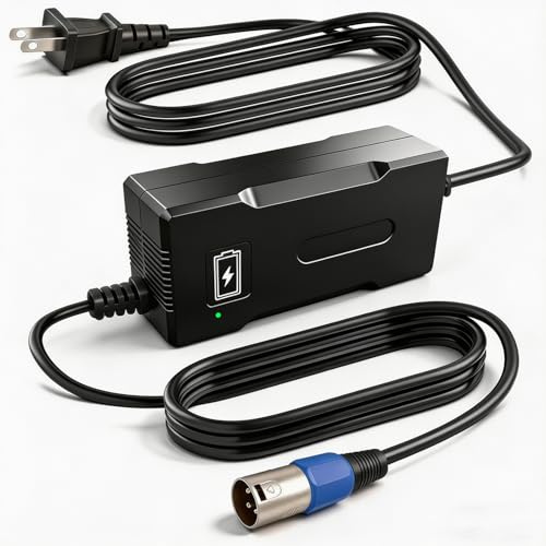 YZPOWER 24V 8A Lithium Battery Charger for Electric Wheelchairs 3-Pin XLR Connector Compatible with Pride Jazzy/Drive Medical/Rascal/Shoprider/Go-Go/Golden Tech Power Chairs