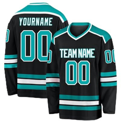 Generico Maglie da Hockey Personalizzate,Maglie da Hockey Vergini Personalizzabili con Squadra/Numero/Nome Personale,Maglie da Hockey Personalizzate per Uomo, Donna, Adolescente e Bambino (Stile 1)