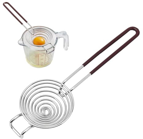 Stainless Steel Egg Separator with Long Handle (25cm), Spiral Egg Yolk White Filter Divider, Kitchen Baking Tool with Non-Slip Grip, Dishwasher Safe Gadget for Cooking & Baking (Silver)
