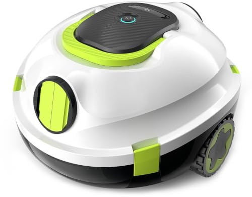MEDOXA Robot de Piscine sans Fil, aspirateur de Piscine Automatique, 120 Minutes d'autonomie, stationnement Automatique, léger, Puissant Robot pour Piscine Hors-Sol/enterrée jusqu'à 110 ㎡(Blancbleuté)