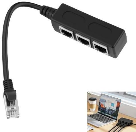 RJ45 Ethernet Splitter 1 auf 3, LAN Verteiler Adapter für Cat5 Cat5e Cat6 Cat7 Netzwerkkabel, 3 Port Netzwerk Erweiterung, RJ45 Kupplung Verlängerung für Router Switch TV, Nicht Gleichzeitige Nutzung