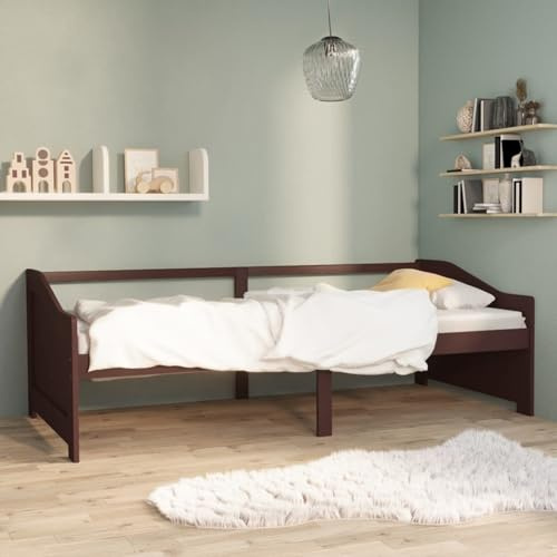 Fecpoo WGYHOME Tagesbett 3-Sitzer mit Schlaffunktion, massives Kiefernholz, Dunkelbraun, 90x200 cm Matratzengröße, als Sofa & Bett nutzbar