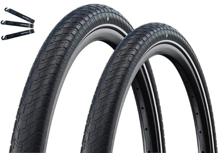 2 x Schwalbe Motion Big Apple Fahrradreifen RaceGuard ADDIX Green E-25 Schwarz+Reflex 55-305 (16 x 2.15) inkl. maxxi4you Reifenheber