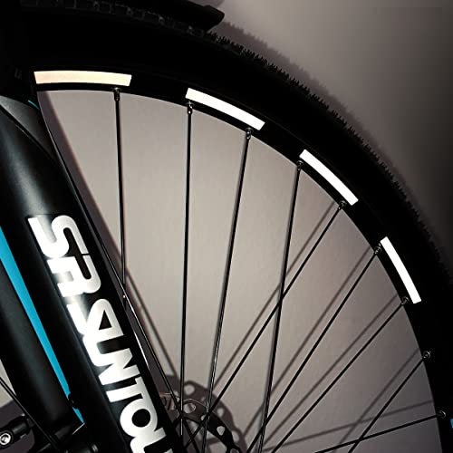 Motoking Fahrrad-Reflektorenaufkleber - Weiß - 26 Aufkleber im Set - Breite: 7 mm - reflektierende Felgenaufkleber für Trekkingbike-, Fahrradfelgen & mehr