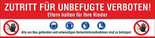 PVC Werbebanner Banner Plane Zutritt verboten Sicherheitsmaßnahmen Bau mit Ösen, 3000 x 750 mm