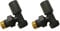 Home Standard JT Pickfords | Round Angled Anthracite Valves for Radiators & Towel Rails (Pair) | For Heated Towel Rails & Central Heating Radiators