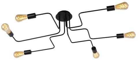 LUCIDE Lester - Flush Ceiling Light - 6xE27 - Black