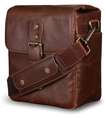 MegaGear Kameratasche - Kuriertasche aus Leder für Spiegellose, Sofortbild - und DSLR Kameras