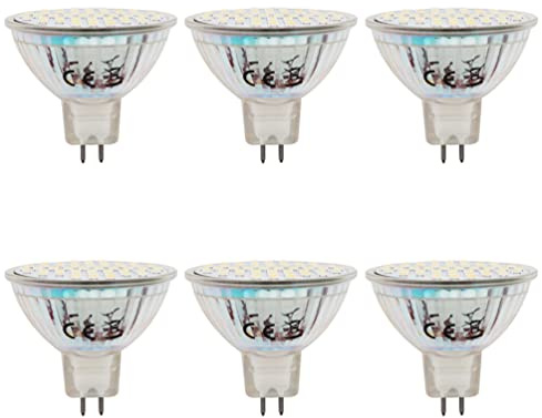 AILEMING MR16 G5.3 48SMD 3528 Chip LED Light Bulb 3W High Bright Energy Saving Cabinet Household Lights Bulbs AC 12V DC 12-24V Warm White Pack of 6