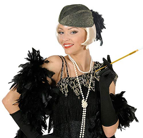NET TOYS Bezaubernder Charleston-Hut mit Federn - Gold-Grau - Hinreißendes Damen-Kostüm-Zubehör 20er Jahre Damenhut - EIN Highlight für Mottoparty & Karneval