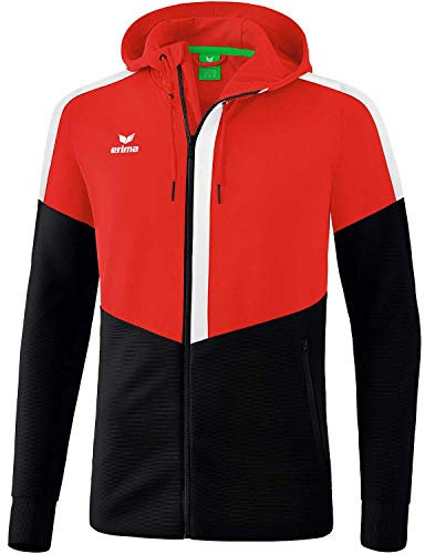 Erima Squad Kapuzen-Trainingsjacke rotschwarzweiss, 2XL Unisex