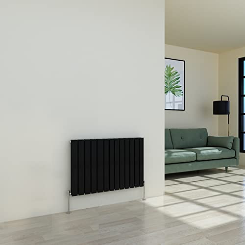 Warmehaus Radiateur horizontal design à panneau plat moderne chauffage double radiateur noir 600 x 886mm