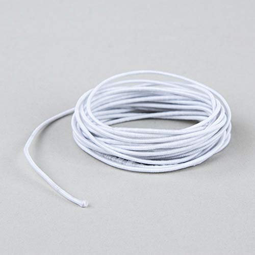 Rayher 55940102 Gummifaden, 2 mm ø, Rolle 5 m, weiß, elastische Gummischnur, zum Nähen von Behelfsmasken, für Armbänder usw.