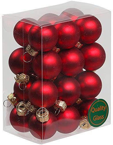 Kleine Baumkugeln aus Glas Ø 2 cm/2,5 cm/3 cm - Christbaumkugeln Baumschmuck Christbaumschmuck Weihnachtsbaumschmuck Weihnachtsbaumkugeln (2,5 cm, 24 Stück Rot (Matt))