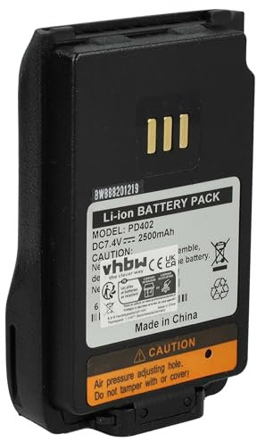 vhbw batteria compatibile con Hytera PD602G, PD602, PD606, PD605, PD660 UL913, serie PD5, PD600 UL913 radio (2500mAh, 7,2V, Li-Ion)