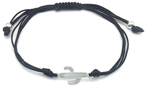 MASBARATA PULSERA CACTUS HILO DE PLATA DE LEY 925/1000 (NEGRO)
