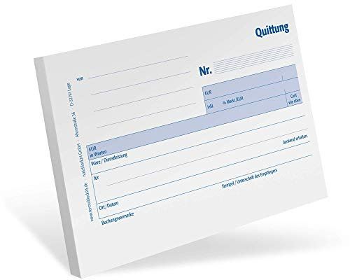 Quittungsblöcke mit Durchschlag, A6 quer, 3 Blöcke, je 2 x 50 Blatt, mit MwSt, selbstdurchschreibend