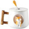 Süße Shiba Inu Kaffeetasse Teetasse Becher Geschirr 420ml Keramik Tasse mit Deckel und Löffel, Keramikbecher Kaffeebecher Porzellan Cappuccino Tasse Coffee Milk Tea Mug