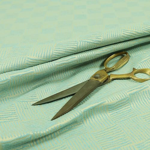 Redbrick Mill Fabrics Polsterstoff mit kleinen Streifen, vertikal und horizontal, in Hellblau, 1 Meter