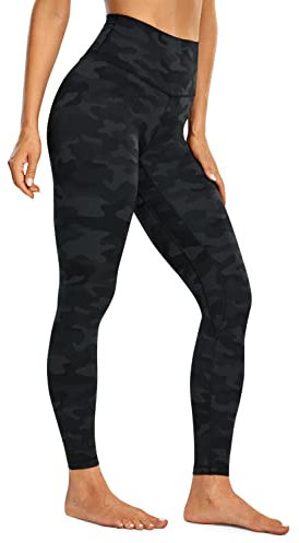 CRZ YOGA Gebürstetes Gefühl Damen Sport Leggings Yogahose High Waist Blickdicht Fitness Leggins Sporthose - 71cm Dunkelgraue Tarnung 40