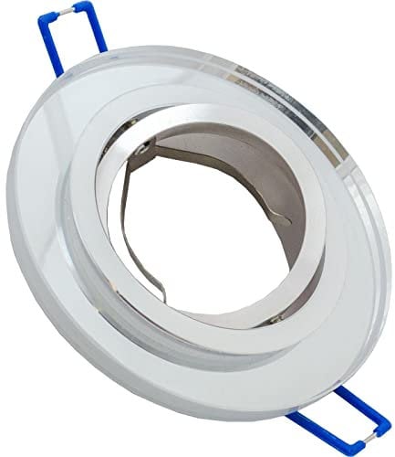 LED Einbaurahmen Rund 90x25mm Weiß Glas 8mm Schwenkbar Spot GU10 MR16