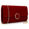 Milky Way Damen-Clutch aus Veloursleder, elegant, mit abnehmbarer Kette, für Hochzeit, Braut, Samt-Schultertaschen, rot, Einheitsgröße