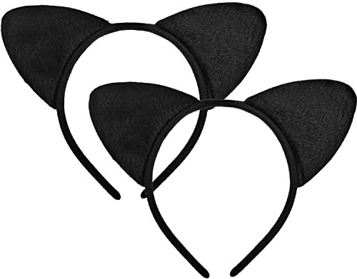 CCHAMP Lot de 2 serre-têtes noirs avec oreilles de chat pour Halloween et décoration quotidienne pour femmes et filles