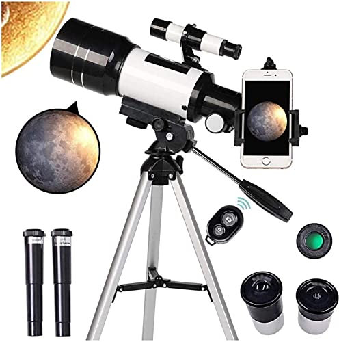 Hochleistungs-HD-Kinder-Teleskop für Erwachsene, Astronomie-Anfänger, 70 mm, Reise-Refraktor, Teleskop, Smartphone-Adapter, Kamera-Auslöser, Drahtsteuerung, Mondfilter für natürliche Landschaft