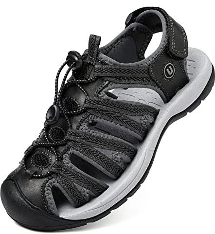 Unitysow Sandales de Randonnée Femme Été Nu-Pieds de Sport D'extérieur Bout Fermé pour Marche et Trekking, Gris, Taille 42