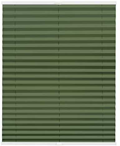 Lichtblick Plissee Klemmfix nach Maß, ohne Bohren, verspannt, Hitzeschutz, Blickdicht, Made in Germany, Thermoplissee - Oliv 50 cm x 100 cm (B x L)