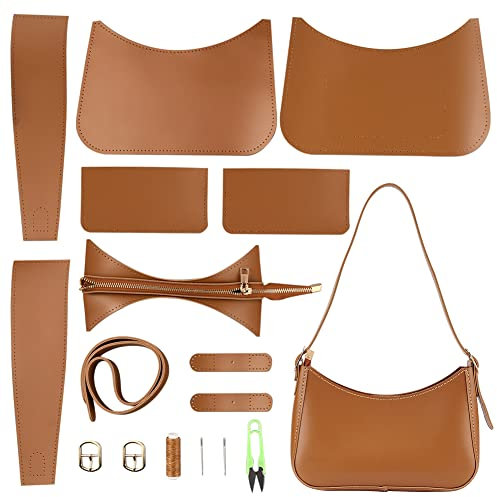 WADORN Material-Sets Für Die Herstellung von Handtaschen Zum Selbermachen, PU-Leder-Umhängetaschen-Nähsets Damen-Unterarmtaschen-Sets Mit Anleitung, DIY-Ledertasche alle Materialien Zubehör, 26x7x18cm