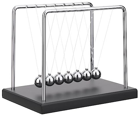 QLKUNLA Newtons Balles d'équilibre pour la science et la physique, gadget de décoration de bureau, jouet cinétique pour la maison et le bureau (7 perles)