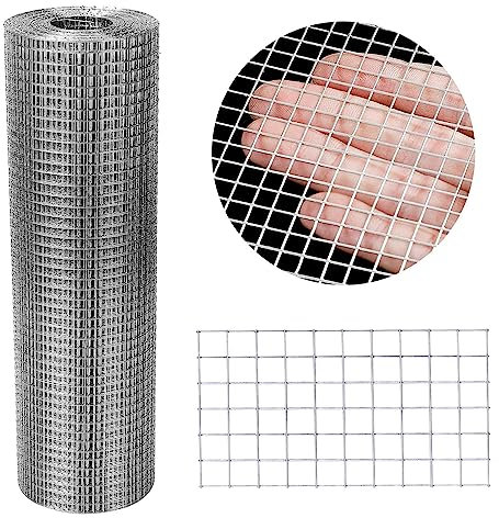 Hardware Tuch 12'' x 10' 1/4 Galvanisierte Maschendraht-Rolle (23 GA) Hühnerdraht-Zaun-Rolle für Hühnerstall/Hühnerstallzäune, Schirmnetz, Kaninchen/Schlangenzäune, Geflügelgehege, Handwerk Ma