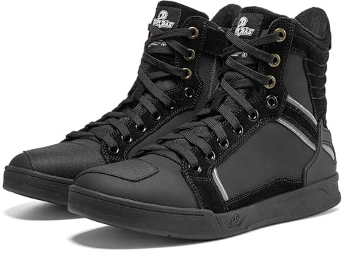 BORLENI Scarpe Moto Uomo Inverno Plus Velluto Caldo Stivali da Motocross con Fodera in Pile Cerniera Laterale Paraleva Suola Antiscivolo Nero 45