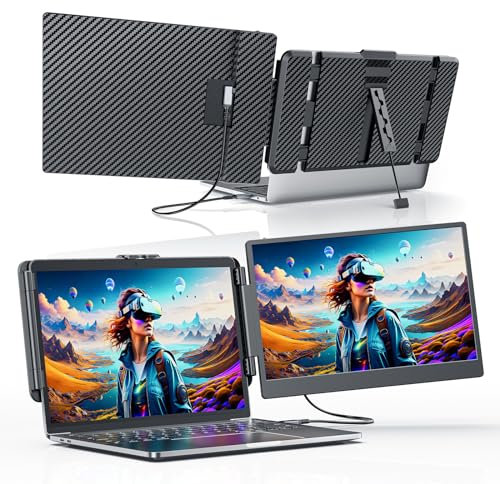 15.6 Laptop Screen Extender, Dual Screen Monitor Extender, 120% sRGB FHD1080P IPS Portable Monitor for Laptops, Detachable Screen, USB-C/HDMI/USB-A, Plug & Play for Windows, Mac, Android