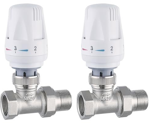 Temperaturregelventil, G1,27 cm, Thermostat-Heizkörperventil, automatischer Standard-Ersatz, Weiß, 2 Stück