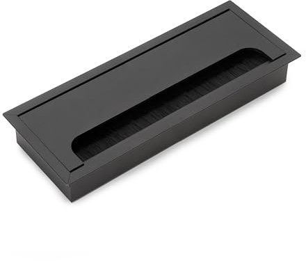 Emuca - Quadrum Kabeldurchführungstüllen, rechteckig, 269x80mm, versenkt, Aluminium, Schwarz