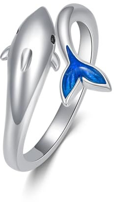 Vadmans Delphin Ring Sterling Silber Ozean Schmuck Geschenke für Damen Mädchen Herren