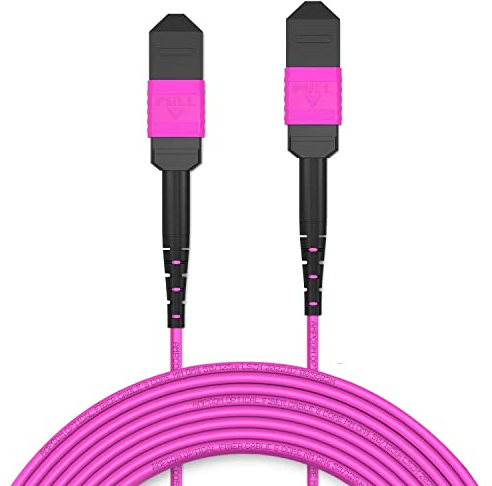 AMPCOM MPO zu MPO Trunk-Kabel 50/125μm Multimode OM4 (12 Fasern, Typ B, LSZH/Riser, UPC, Magenta) 10m