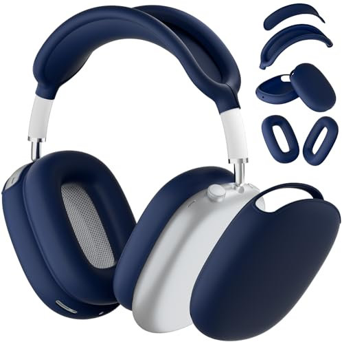 ATUAT for AirPods Max Headphones Case, Protective Silicone Case Cover Skin Accessories Anti-Scratch for Women Men for Apple AirPods Max 2024/2020 (USB-C/Lightning), Midnight Blue