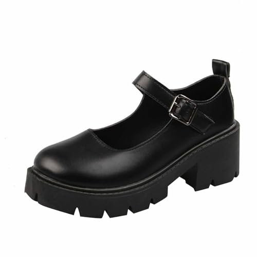Scarpe da donna Mary Jane con fibbia con punta rotonda appartamenti bocca piatta dolce Lolita scarpe da principessa Piattaforma gotica retrò scarpe in pelle verniciata abito da festa scarpe décolleté
